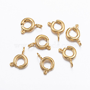 Ion Plating(IP) 304 Stainless Steel Spring Ring Clasps, Golden, 9x6x1.8mm, Hole: 1.6~1.8mm(X-STAS-P163-15G)