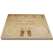 Wooden Wine Serving Tray, Rectangle, Cup Pattern, 180x250x12.5mm(AJEW-WH0269-006)