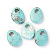 Natural Howlite Pendants, Dyed, Teardrop, Turquoise, 40x30x10mm, Hole: 10mm(TURQ-L031-027)