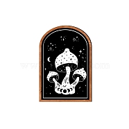 Arch Wood Mural Painting, Self-adhesive Wall Sticker with Frame, for Living Room Bedroom Home Hallway Decor, Mushroom Pattern, 300x200x5mm(PW23040472658)