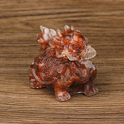 Resin Dragon Display Decoration, with Natural Carnelian Chips inside Statues for Home Office Decorations, 75x50x57mm(PW-WG62490-09)