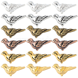 150Pcs 6 Colors Tibetan Style Alloy Beads, Bird, Lead Free & Cadmium Free, Mixed Color, 7x14x4.5mm, Hole: 1mm, 25pcs/color(TIBEB-SC0001-46)