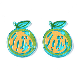 Translucent Acrylic Pendants, 3D Printed, Watermelon, Cyan, 35.5x25.5x3mm, Hole: 1.2mm(TACR-T021-47D)