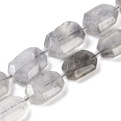 Natural Cloudy Quartz Beads Strands, Faceted, Rectangle, with Seed Beads, 21~22x15~17x7~8mm, Hole: 1mm, about 16~20pcs/strand, 15.35~15.75''(39~40cm)(G-B125-P27-01)