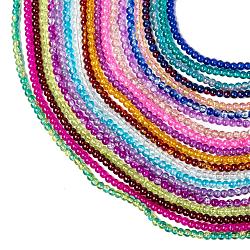 20 Colors Spray Painted Crackle Glass Beads Strands, Round, Mixed Color, 4mm, Hole: 1.1~1.3mm, about 200pcs/strand, 31.4 inch(CCG-X0012-01-4mm)