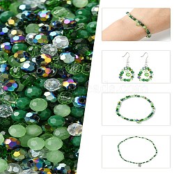 Mixed Styles Glass Beads, Faceted, Round, Green, 4x4mm,Hole:0.70mm, about 500 pcs/set(GLAA-YWC0004-01H)