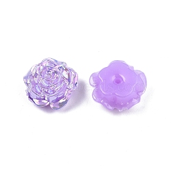 Opaque ABS Plastic Beads, Half Drilled, Flower, Lilac, 15x16x6.5mm, Hole: 1.2mm(KY-G019-02C)