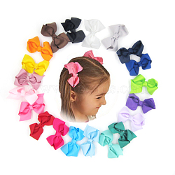 Grosgrain Bowknot Alligator Hair Clips, with Iron Alligator Clips, Platinum, Mixed Color, 80mm(OHAR-Q144-M)