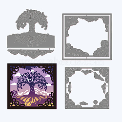 Carbon Steel Cutting Dies Stencils, for DIY Scrapbooking, Photo Album, Decorative Embossing, Paper Card, Matte Platinum Color, Tree Pattern, 9.2~10.2x9.4~10.5x0.08cm, 3pcs/set(DIY-WH0309-359)