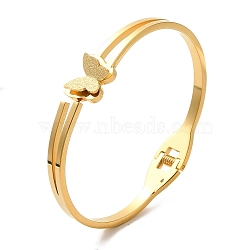 Adjustable Vacuum Plating 304 Stainless Steel Bangles, Butterfly Cuff Bangles for Women, Golden, Inner Diameter: 1-7/8x2-3/8 inch(4.7x6cm)(BJEW-F474-22G)