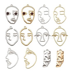 Alloy Pendants, Long-Lasting Plated, Face, Platinum & Golden, 24pcs/box(PALLOY-TA0001-68)