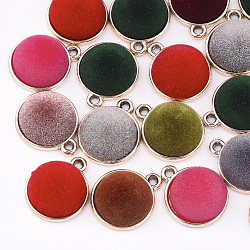 UV Plating Acrylic Pendants, Flocky, Half Round, Light Gold, Mixed Color, 21.5x18x9mm, Hole: 1.8mm(FIND-T046-43B)