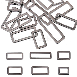 CHGCRAFT 24Pcs 6 Style Rectangle Zinc Alloy Adjuster Buckles, for Bag Strap Accessories, Gunmetal, 2.1~5.7x1.55~1.9x0.3cm, Inner Diameter: 1.5~4.95x0.9~1.15cm, 4pcs/style(FIND-CA0008-58)