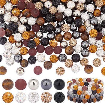 Elite 200Pcs 10 Style DIY Round Beads Jewelry Making Finding Kits, Mixed Color, 9.5~10mm, Hole: 1~1.5mm, 20pcs/style