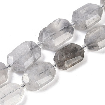 Natural Cloudy Quartz Beads Strands, Faceted, Rectangle, with Seed Beads, 21~22x15~17x7~8mm, Hole: 1mm, about 16~20pcs/strand, 15.35~15.75''(39~40cm)