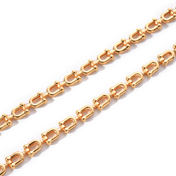 Brass Link Chains, U Shape, Unwelded, Nickel Free, Real 18K Gold Plated, 9.5x5x2mm