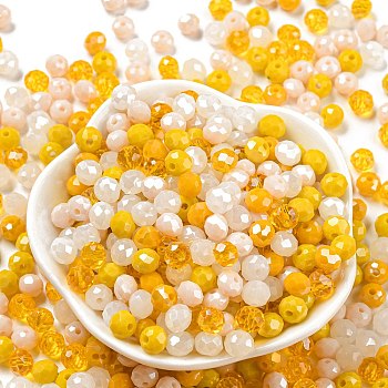 Glass Beads, Faceted, Rondelle, Gold, 6x5mm, Hole: 1mm, about 280pcs/60g