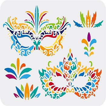 Large Plastic Reusable Drawing Painting Stencils Templates, for Painting on Scrapbook Fabric Tiles Floor Furniture Wood, Rectangle, Masquerade Masks Pattern, 297x210mm