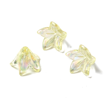 Transparent Acrylic Bead Caps, Lily Flower, Champagne Yellow, 16x12mm, Hole: 1.2mm, 825pcs/500g