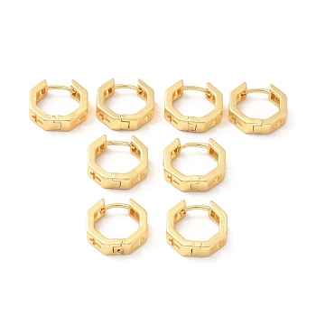 Brass Hollow Cross Hoop Earrings for Women, Lead Free & Cadmium Free & Nickel Free, Real 18K Gold Plated, 13.5x13.5x3.5mm, Pin: 1mm