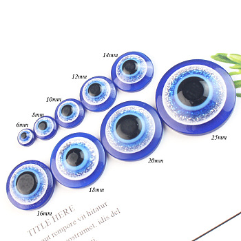 Resin Craft Eye, Doll Making Accessories, Flat Round, Dark Blue, 8x3.2mm