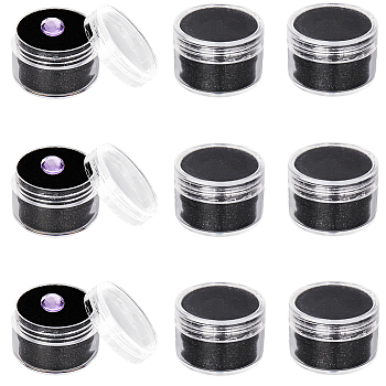 Round Jewelry Clear Plastic Loose Diamond Storage Box, with Sponge Inside, Black, 2.95x2.1cm, Inner Diameter: 2.55cm