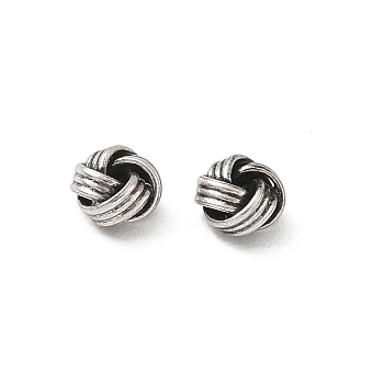 Brass Beads, Twisted Knot, Rack Plating, Long-Lasting Plated, Lead Free & Cadmium Free, Antique Silver, 7x4.5mm, Hole: 1.8mm