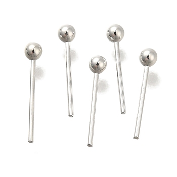 Brass Ball Head Pins, Lead Free & Cadmium Free, 925 Sterling Silver Plated, 10x0.6mm, Head: 2mm