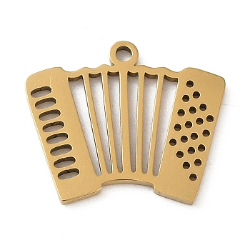 5Pcs 201 Stainless Steel Pendants, Laser Cut, Organ Charm, Golden, 13.5x16x1mm, Hole: 1.2mm