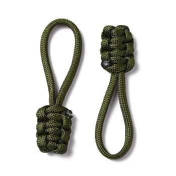 Polyester Braided Replacement Zipper Puller Tabs, Zip Pull Extender, Dark Olive Green, 8.2x2x0.87cm