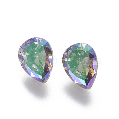 Electroplated Cubic Zirconia Pointed Back Cabochons(ZIRC-I024-6x8-04)-2