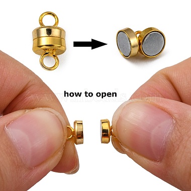Column Brass Magnetic Clasps with Loops(KK-M064-G-NR)-4