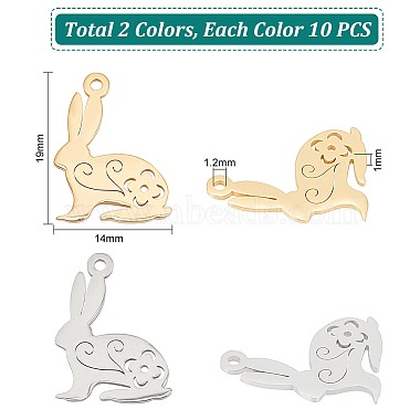 20 Stück 2 Farben 201 Edelstahlanhänger(STAS-UN0052-06)-3