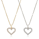 2Pcs 2 Colors Rhinestone Hollow Heart Pendant Necklace with Brass Chains for Women(NJEW-AN0001-70)-1