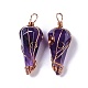 Natural Amethyst Copper Wire Wrapped Big Pendants(G-B073-02RG-08)-1