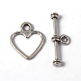 Antique Silver Heart Alloy Toggle Clasps(LF1178Y-01)
