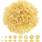 400Pcs 8 Styles Alloy & Brass Spacer Beads Findings Kits, Golden, 4~8x1.5~3.5mm, Hole: 1~2.5mm, 50pcs/style(DIY-PA0001-92)
