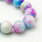 Jade Beads Strands, Natural White Jade, Dyed, Round, Colorful, 6mm, Hole: 1mm, about 69pcs/strand, 15.7 inch(X-G-D264-6mm-XH10)