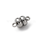 304 Stainless Steel Magnetic Clasps, with Loops, Rondelle, Stainless Steel Color, 11x6x1.8mm(STAS-A121-04P)