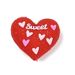 Silicone Beads, Heart with Word Sweet, Focal Beads, Red, 25x29x16mm, Hole: 3mm(SIL-I020-01)