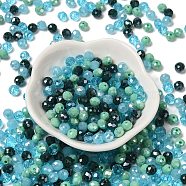 Glass Beads, Faceted, Rondelle, Steel Blue, 6x5mm, Hole: 1mm, about 2360pcs/500g(EGLA-A034-LM6mm-58)