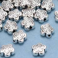 Tibetan Style Alloy Beads, Flower, Antique Silver, Lead Free & Cadmium Free, 6x6x3mm, Hole: 1mm(LF10721Y)