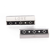 316 Surgical Stainless Steel Enamel Beads, Hexagonal Prism with Word Love, Stainless Steel Color, 25.5x9x8mm, Hole: 1.6mm(STAS-S116-279P)