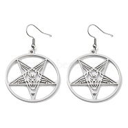 304 Stainless Steel Ring with Star Dangle Earrings for Women, Stainless Steel Color, 55x35mm(EJEW-R156-03P)