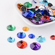 Faceted Imitation Taiwan Acrylic Rhinestone Flat Back Cabochons, Half Round/Dome, Mixed Color, 10~20x3~5mm(X-GACR-X0002)
