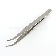 Iron Beading Tweezers, Platinum, 132x9.6x2mm(TOOL-R088-01)