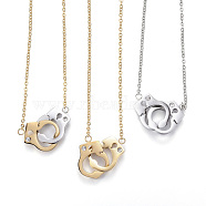 304 Stainless Steel Pendant Necklaces, with Rhinestone, Handcuffs, Mixed Color, 17.32 inch(44cm)(NJEW-N0071-12)