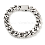 Non-Tarnish 201 Stainless Steel Cuban Link Chain Bracelets for Women and Men, Stainless Steel Color, 7-1/8 inch(18cm)(BJEW-F473-01P-01)