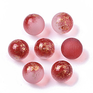 Transparent Spray Painted Frosted Glass Beads, with Golden Foil, No Hole/Undrilled, Round, FireBrick, 8mm(GLAA-N035-05A-03)