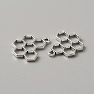 Tibetan Style Alloy Pendants, Hollow, Honeycomb Charms, Antique Silver, 21x17.5x2mm, Hole: 1.6mm(X-FIND-WH0135-21AS)